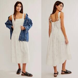 Free People White Eyelet Midi Dress